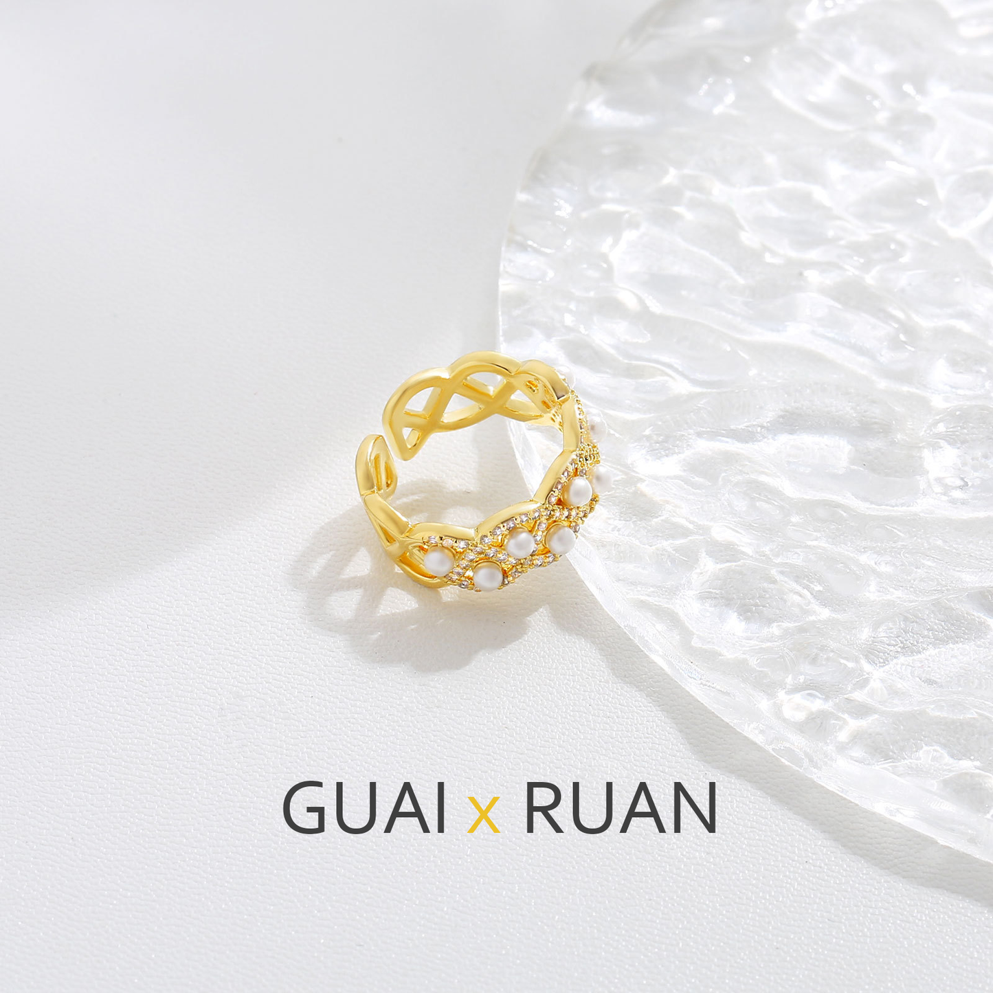 G&R Open Ring Elegant Ring for Women with Pearl925Silver Index Finger Ring