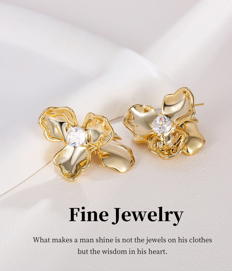 G&R Ear Studs925Silver Needle Fashionable Elegant Earrings Niche Earrings for Women
