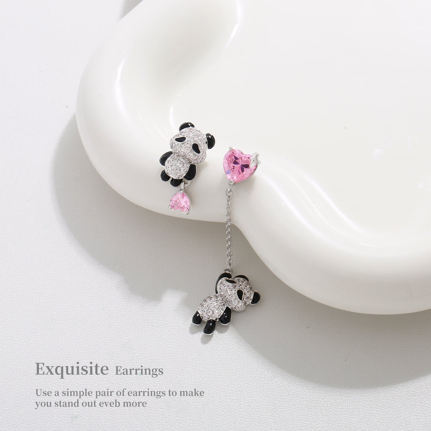 G&R Cute Panda Earrings925Silver