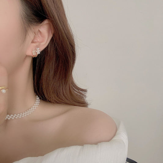 G&R Artistic Style Pearl Earrings925Summer Silver Needle Anti-Allergy Earrings for Women