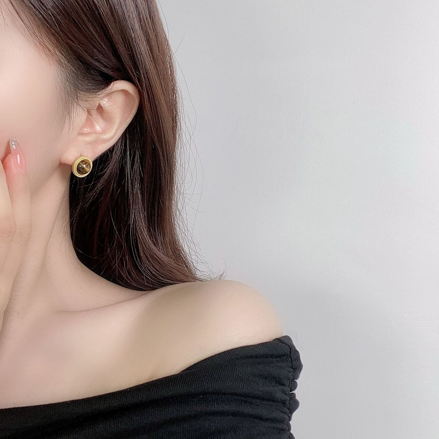 G&R Brown Tiger Eye Stone925Silver earrings with a high-end feel