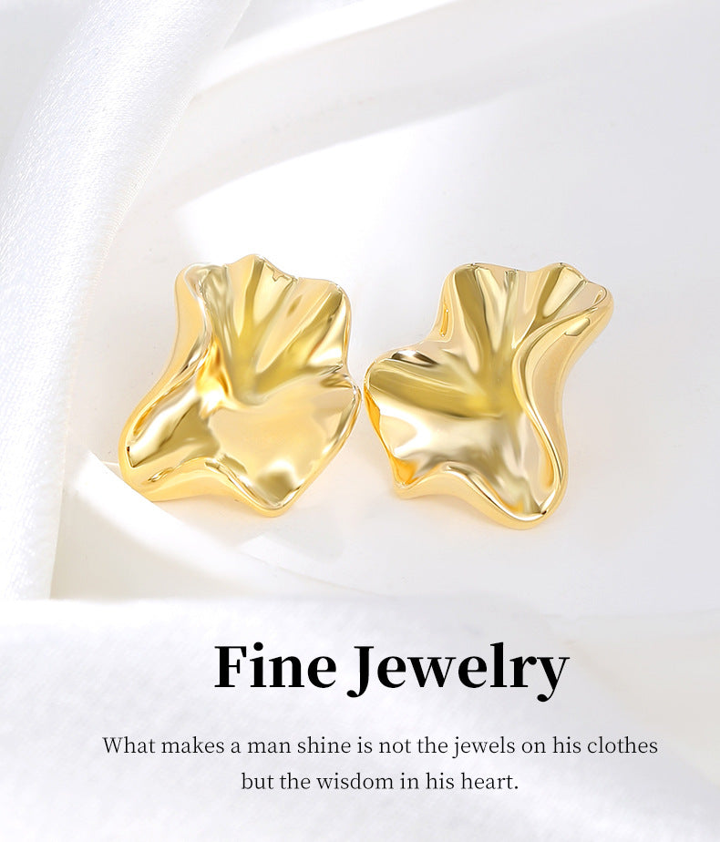 G&R Irregular Concave-Convex Metal ins Ear Studs925Silver earrings are light luxury and high-end