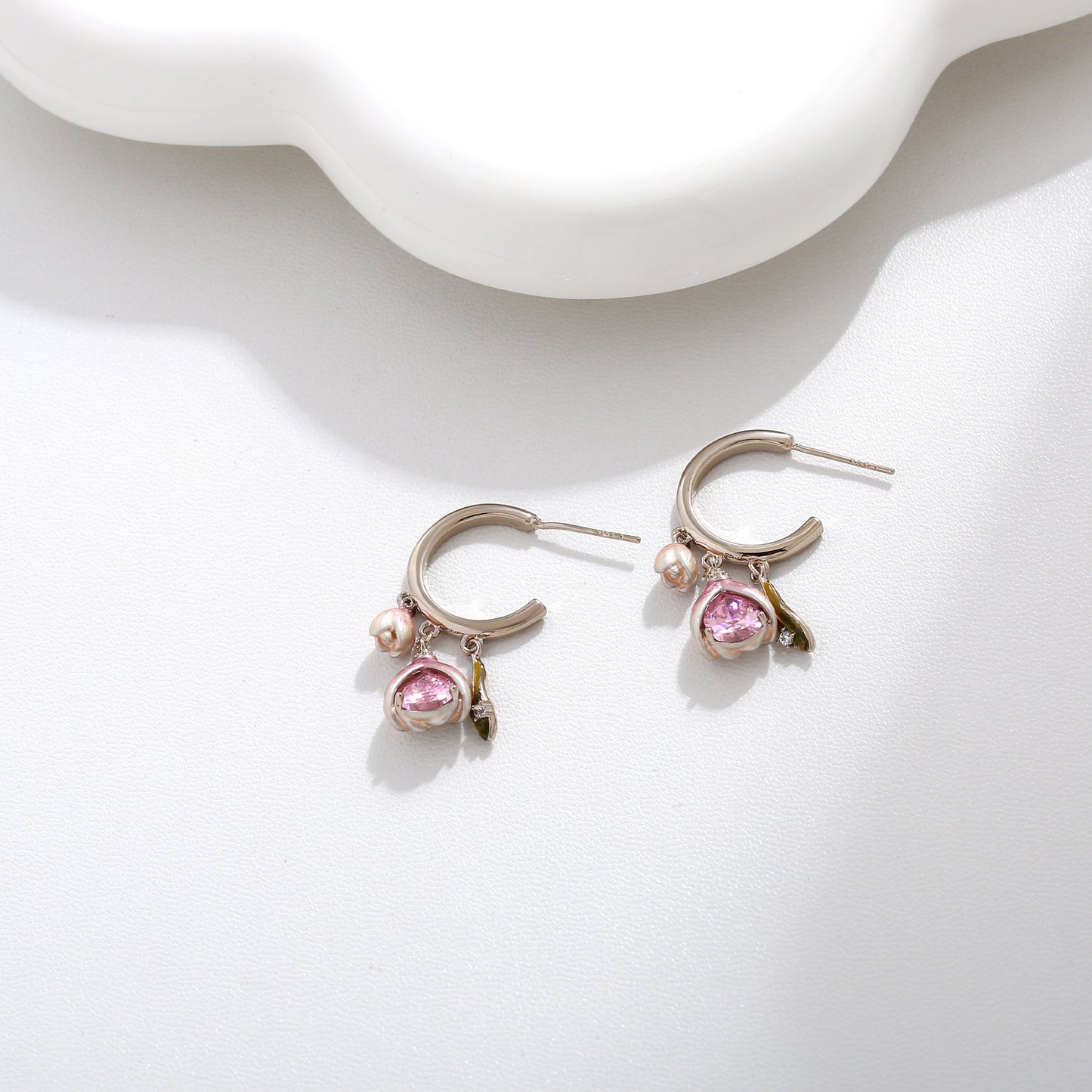 G&R Pink Tulip Earrings with a Sense of Sophistication925Silver Earrings Women