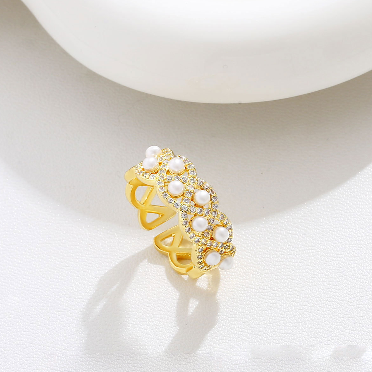 G&R Open Ring Elegant Ring for Women with Pearl925Silver Index Finger Ring