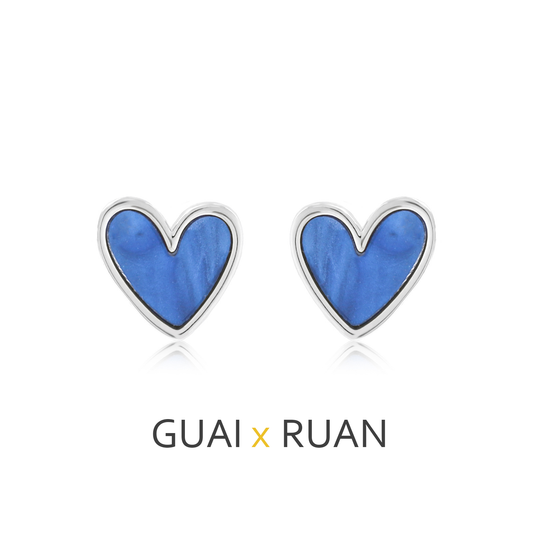 G&R Klein Blue Heart Earrings925Silver