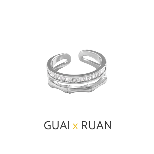 G&R Double Layer Bamboo Open Ring925Silver ring
