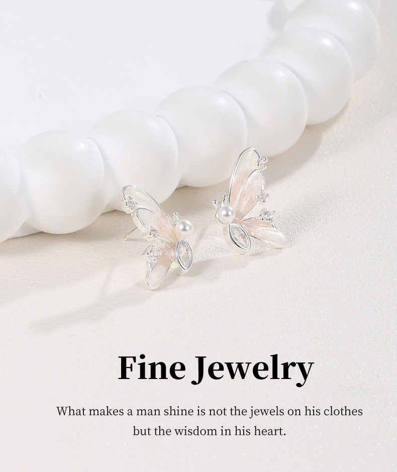 G&R Butterfly Fairy Earrings Fashionable and Elegant Ear Jewelry925Silver pin earrings