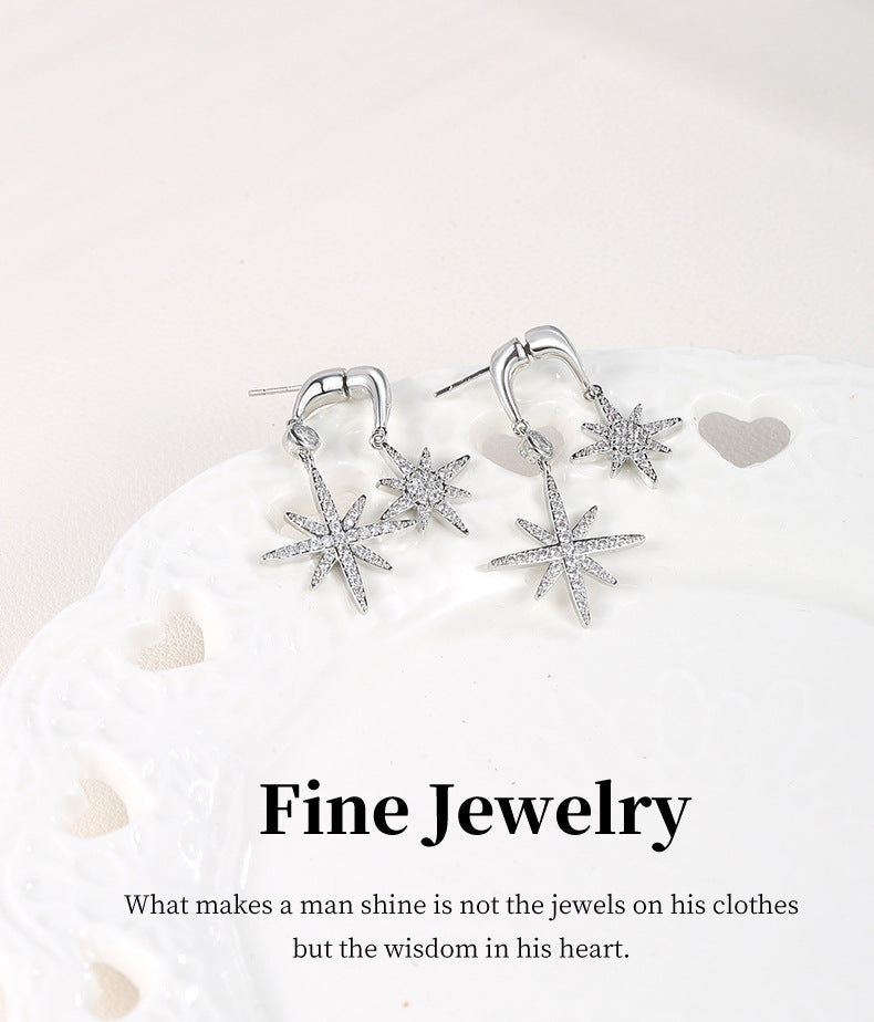 G&R Star European and American Style Earrings925Silver Needle Fashionable Elegant Earrings for Women
