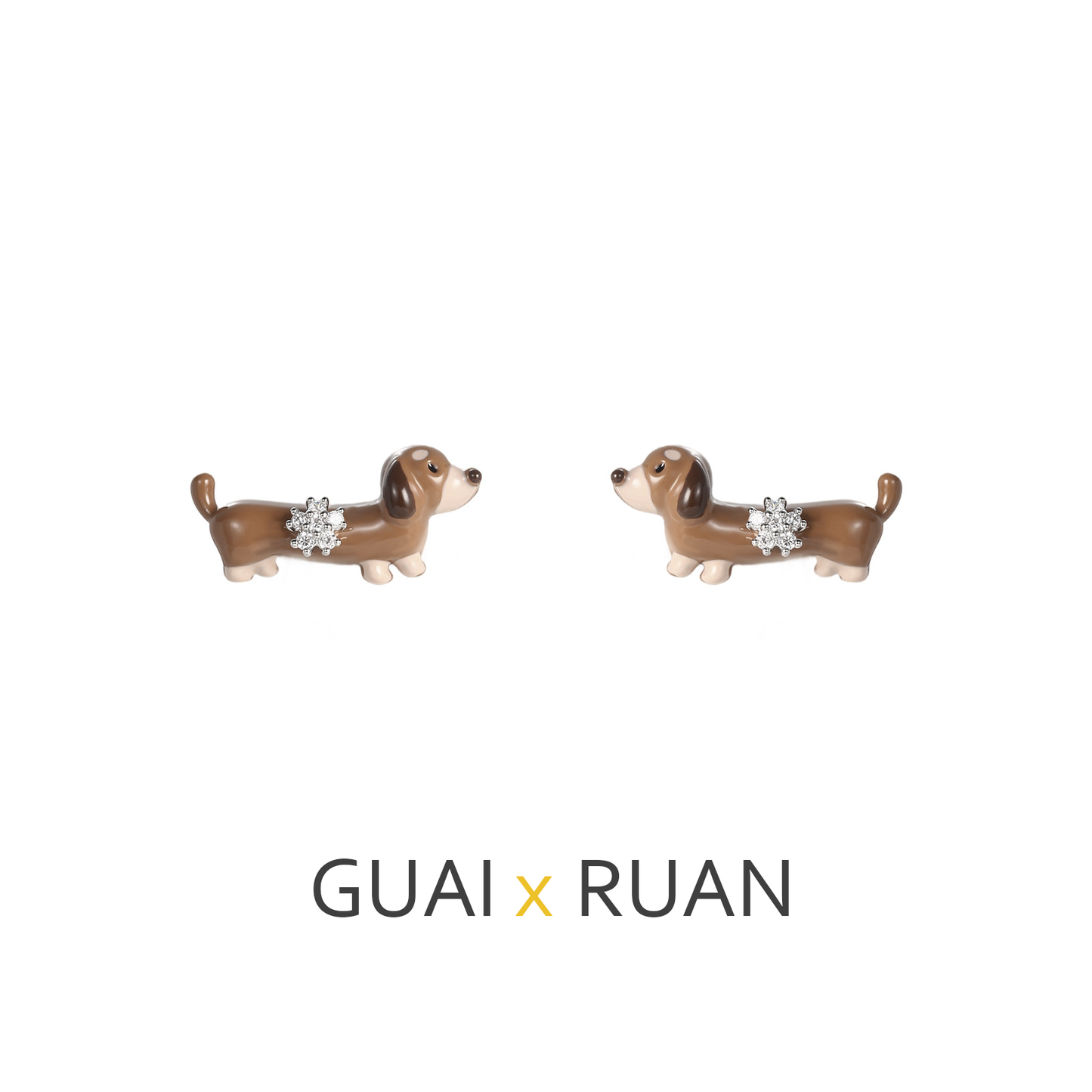 G&R Brown Puppy Earrings925Sterling silver needle