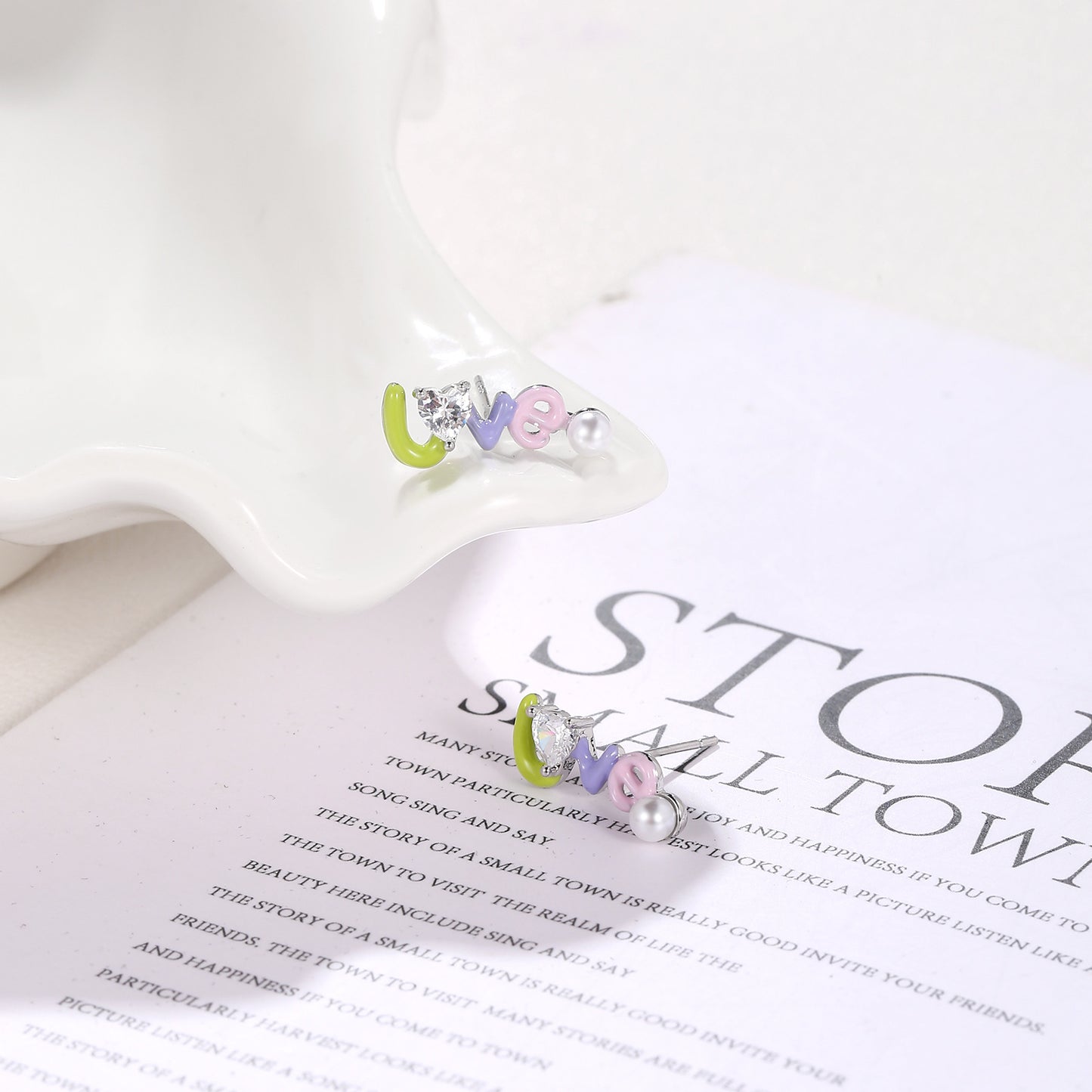 G&R Cute and Unique LOVE Alphabet letter earrings925Sterling Silver