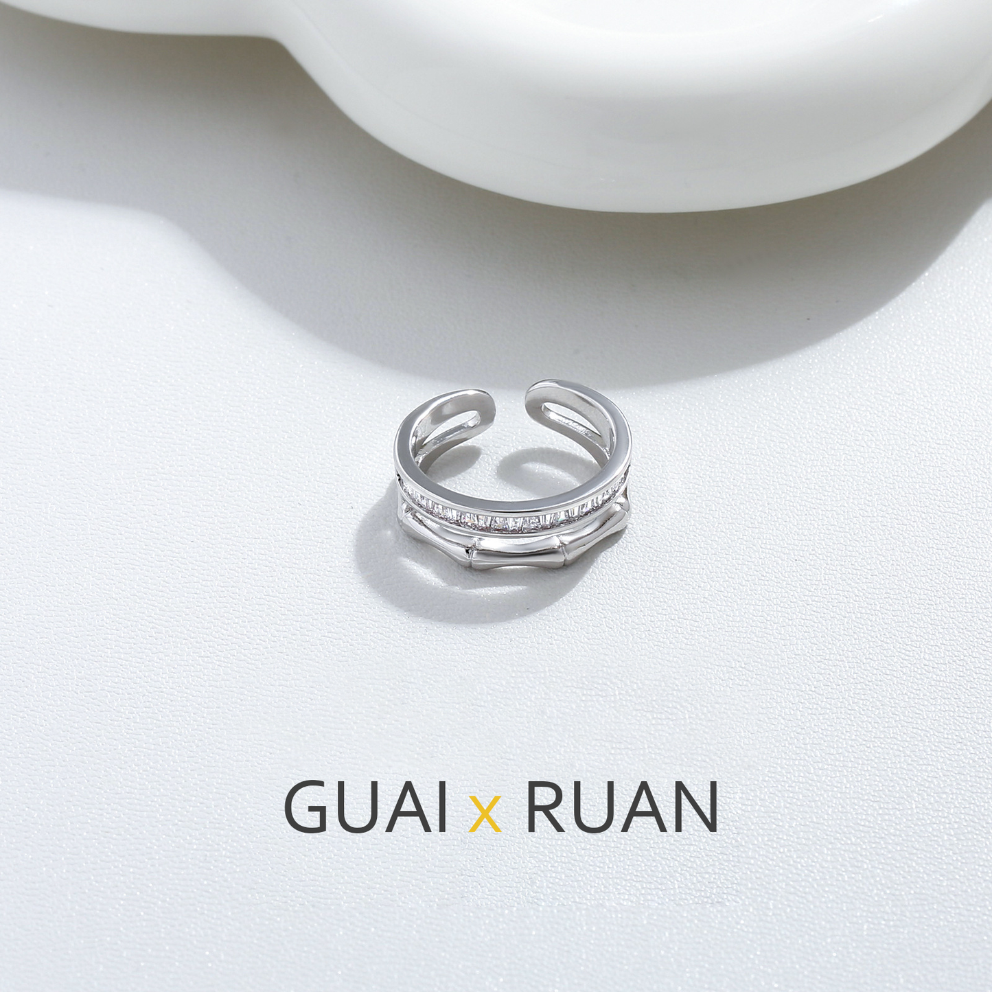 G&R Double Layer Bamboo Open Ring925Silver ring