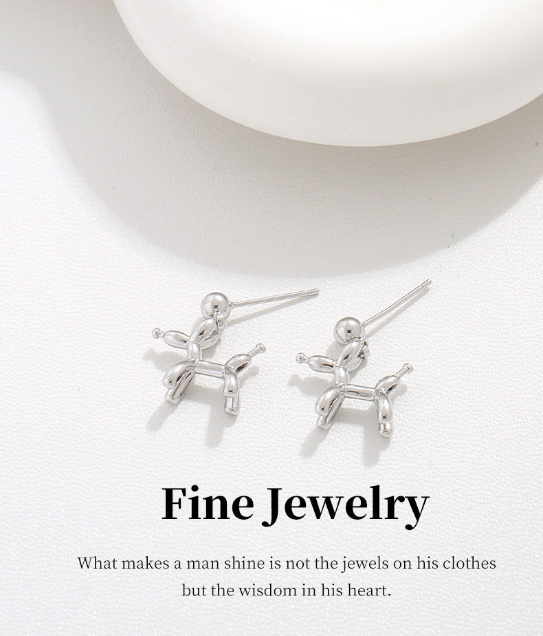 G&R Balloon Dog925Silver Stud Earrings with a Sense of Sophistication