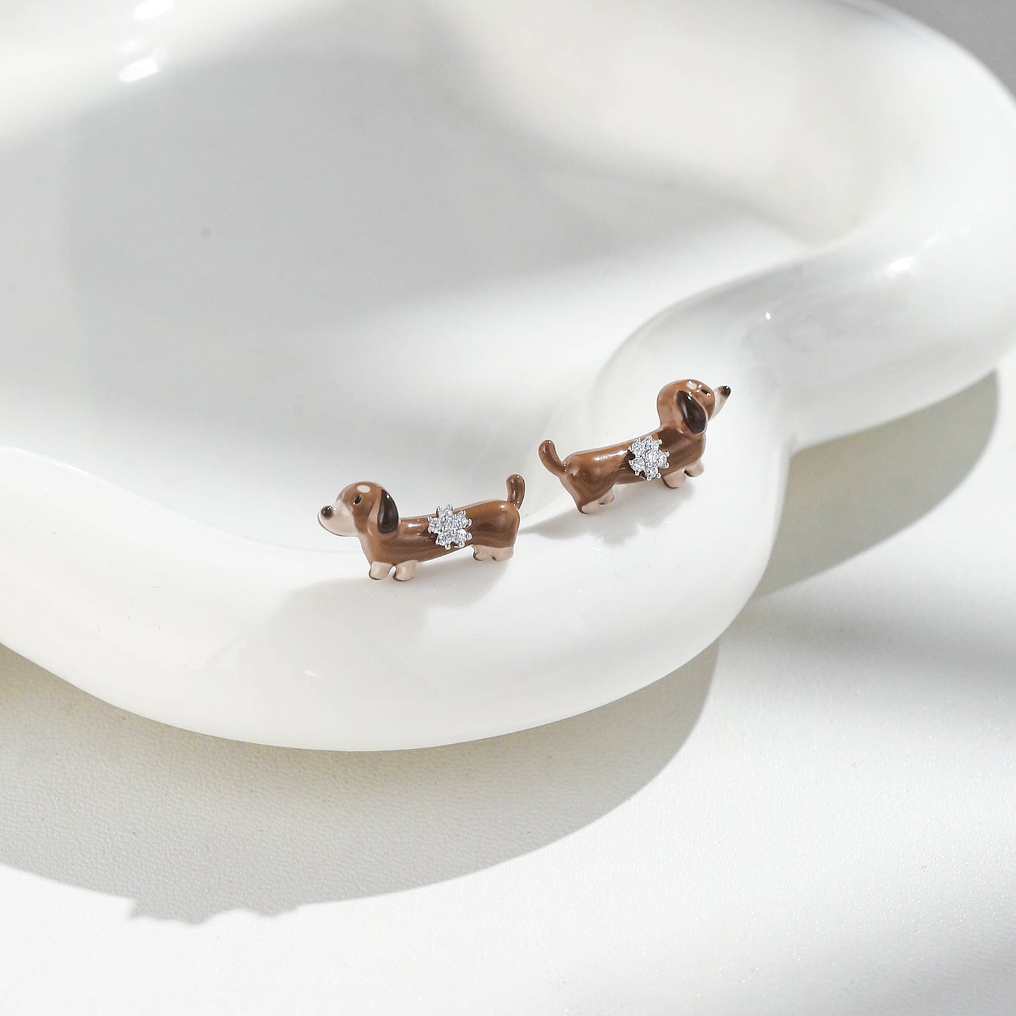 G&R Brown Puppy Earrings925Sterling silver needle