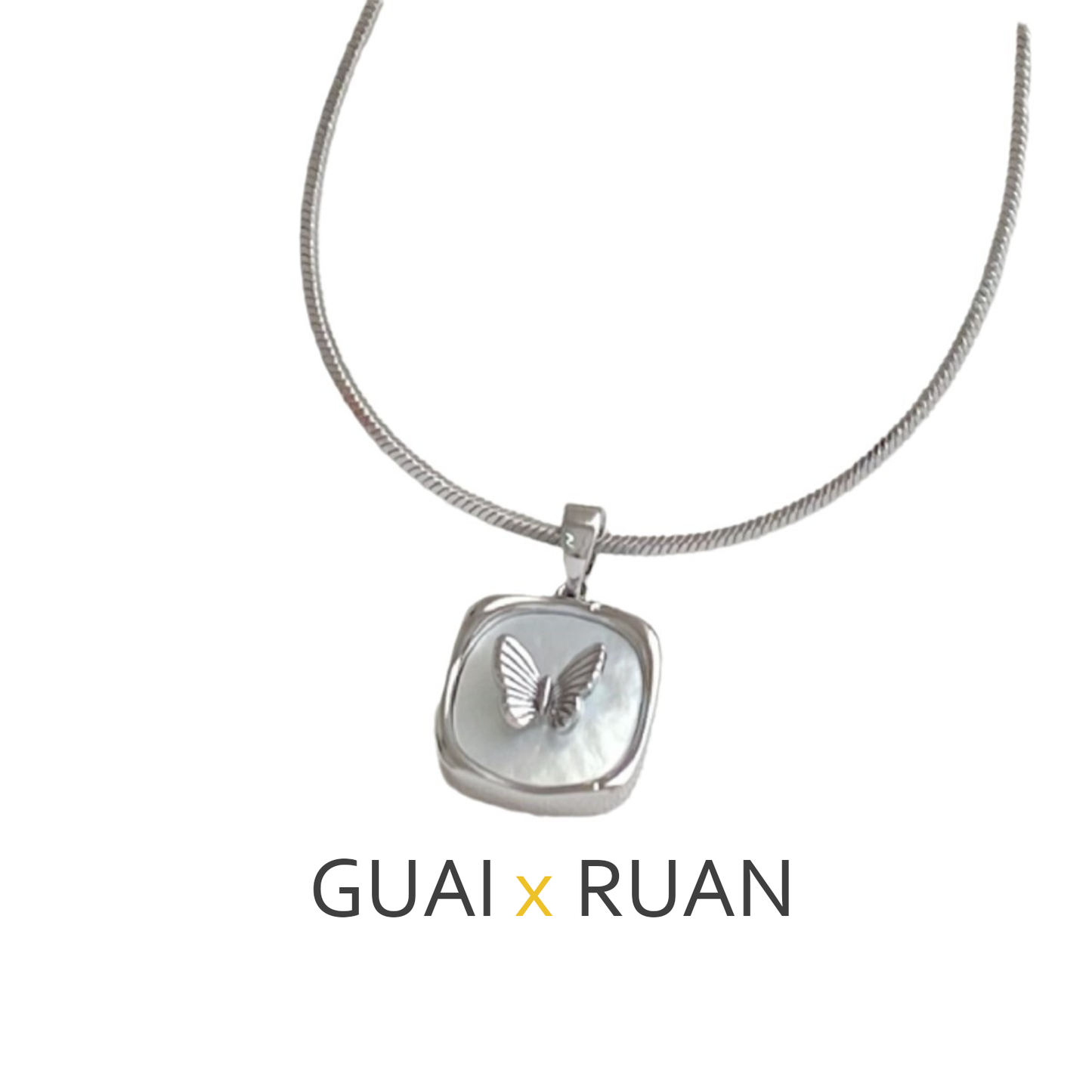 G&R Square Mother-of-Pearl Necklace for Women, Light Luxury, Niche Butterfly