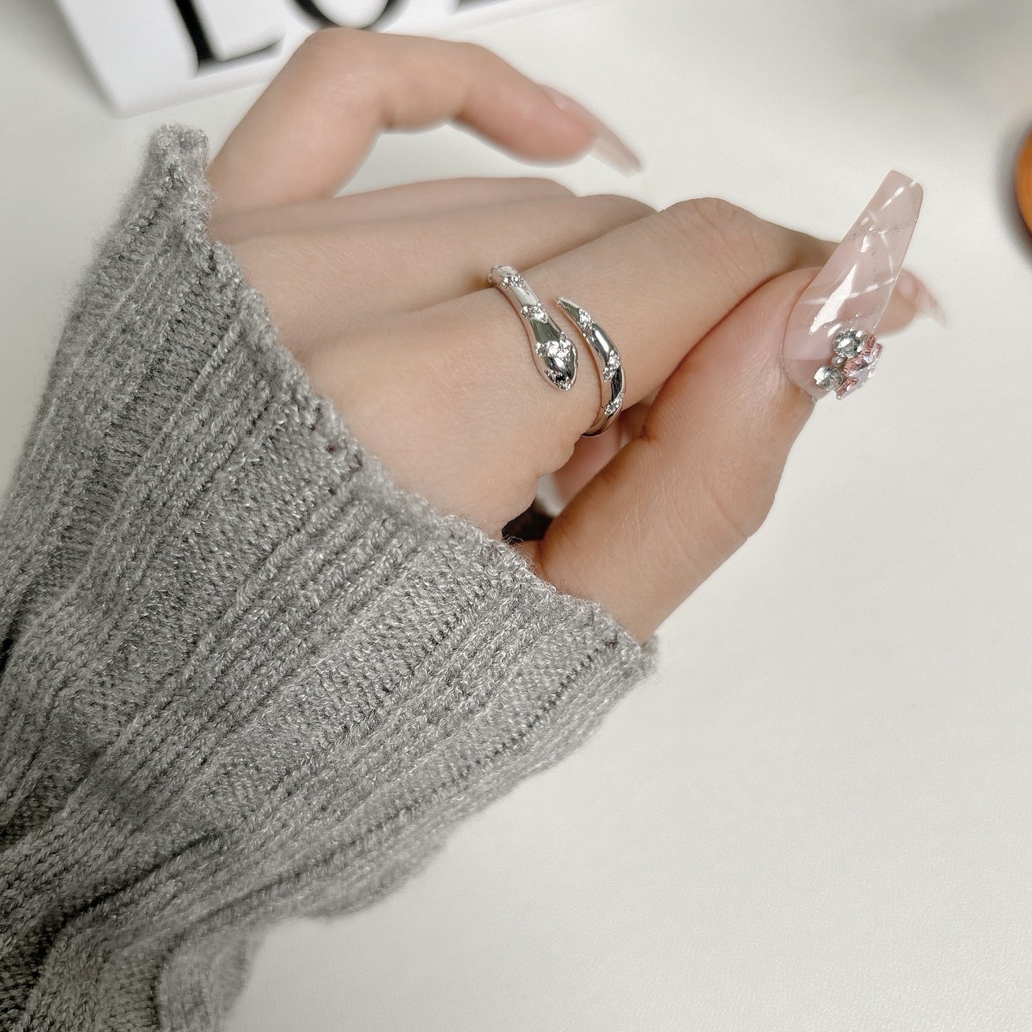G&R Open Ring with Elegant Temperament925Silver Fashion Index Finger Ring
