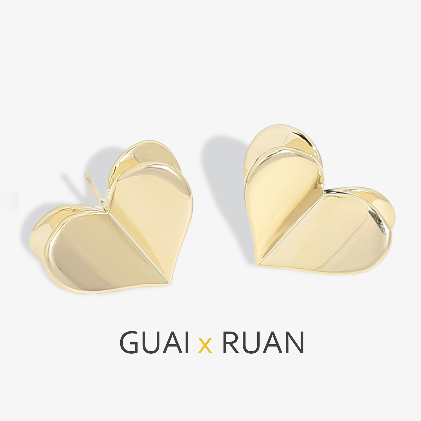 R&G Valentine's Day 3D Heart Love Heart925Silver Stud Earrings