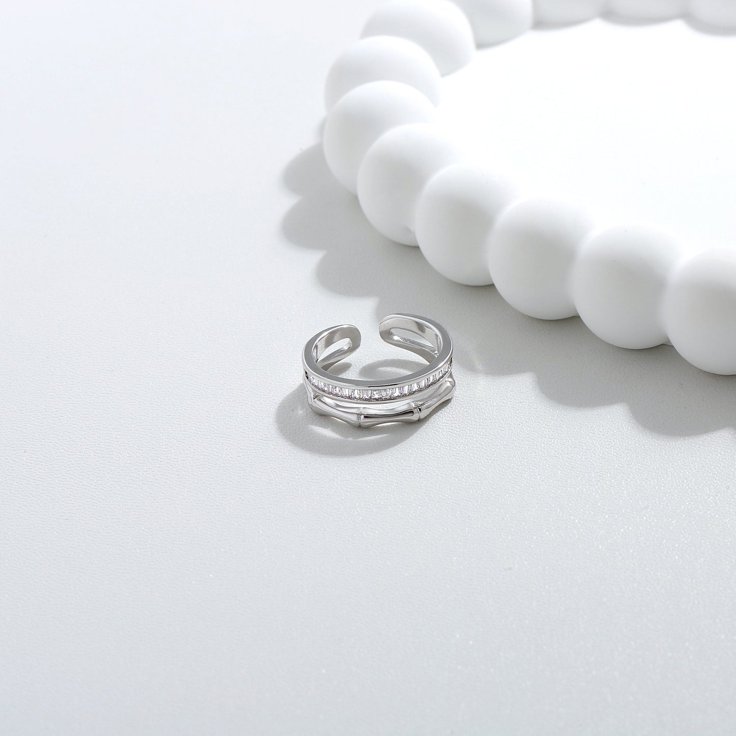 G&R Double Layer Bamboo Open Ring925Silver ring
