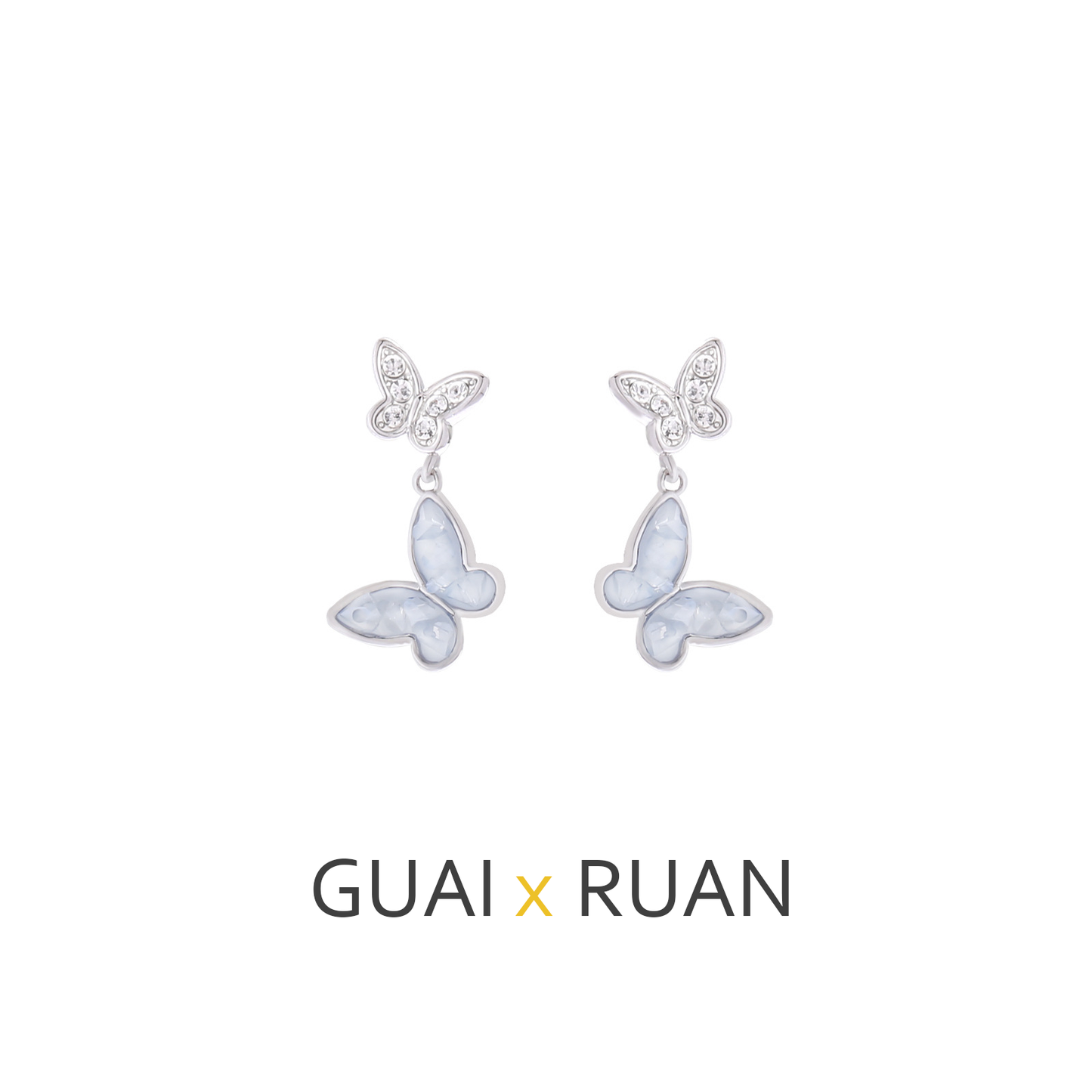 G&R Ice-clear Crystal Butterfly Earrings for Women Elegant Ear Jewelry s925Silver