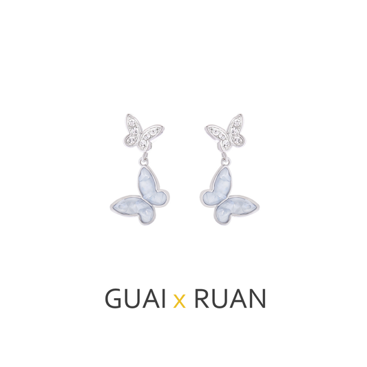 G&R Ice-clear Crystal Butterfly Earrings for Women Elegant Ear Jewelry s925Silver