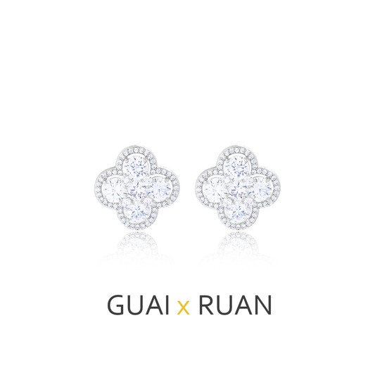 G&R Luxurious Ultra Shiny Earrings925Silver earrings with a high-end feel, lucky four-leaf clover