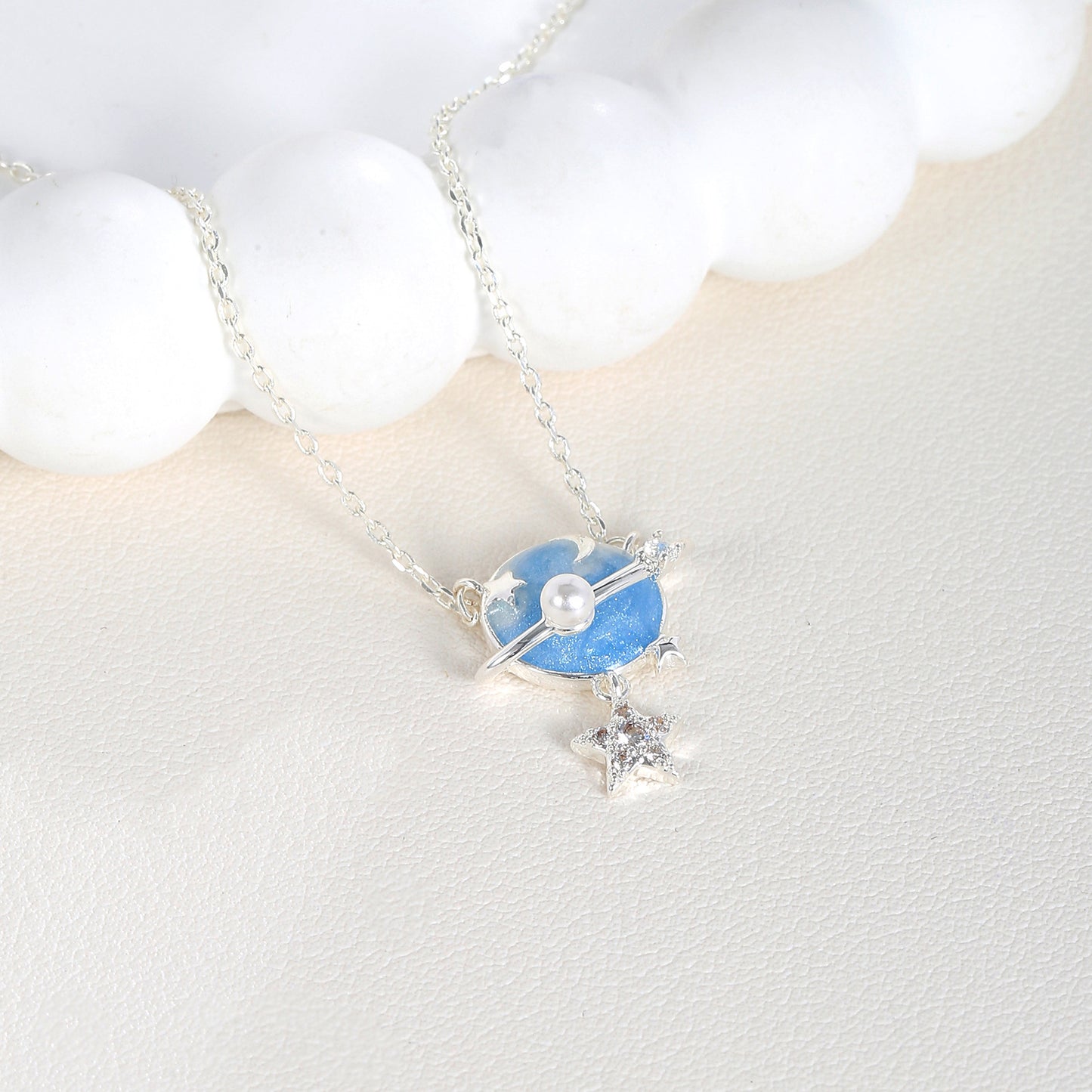 G&R Starry Sky Pendant Pearlescent Blue Five-Pointed Star925Silver Necklace Sweater Chain
