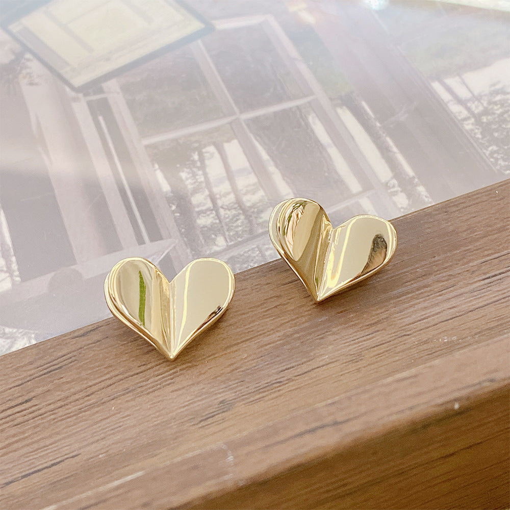 R&G Valentine's Day 3D Heart Love Heart925Silver Stud Earrings