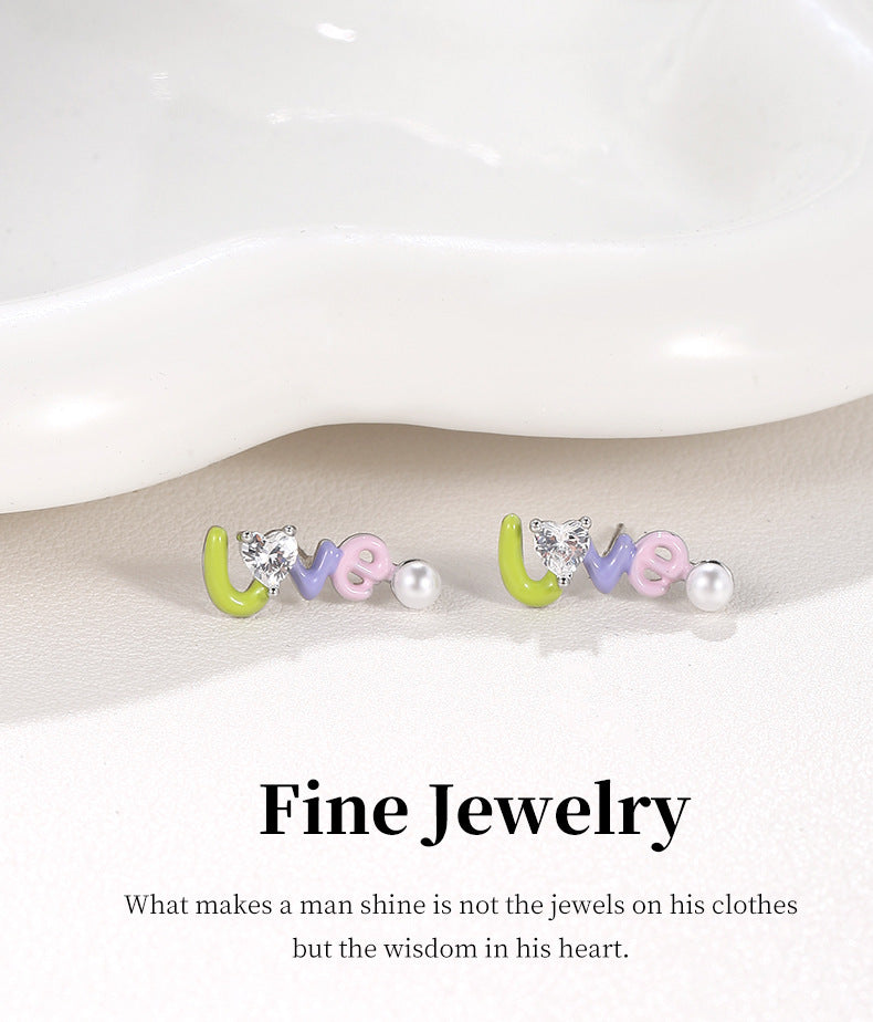 G&R Cute and Unique LOVE Alphabet letter earrings925Sterling Silver