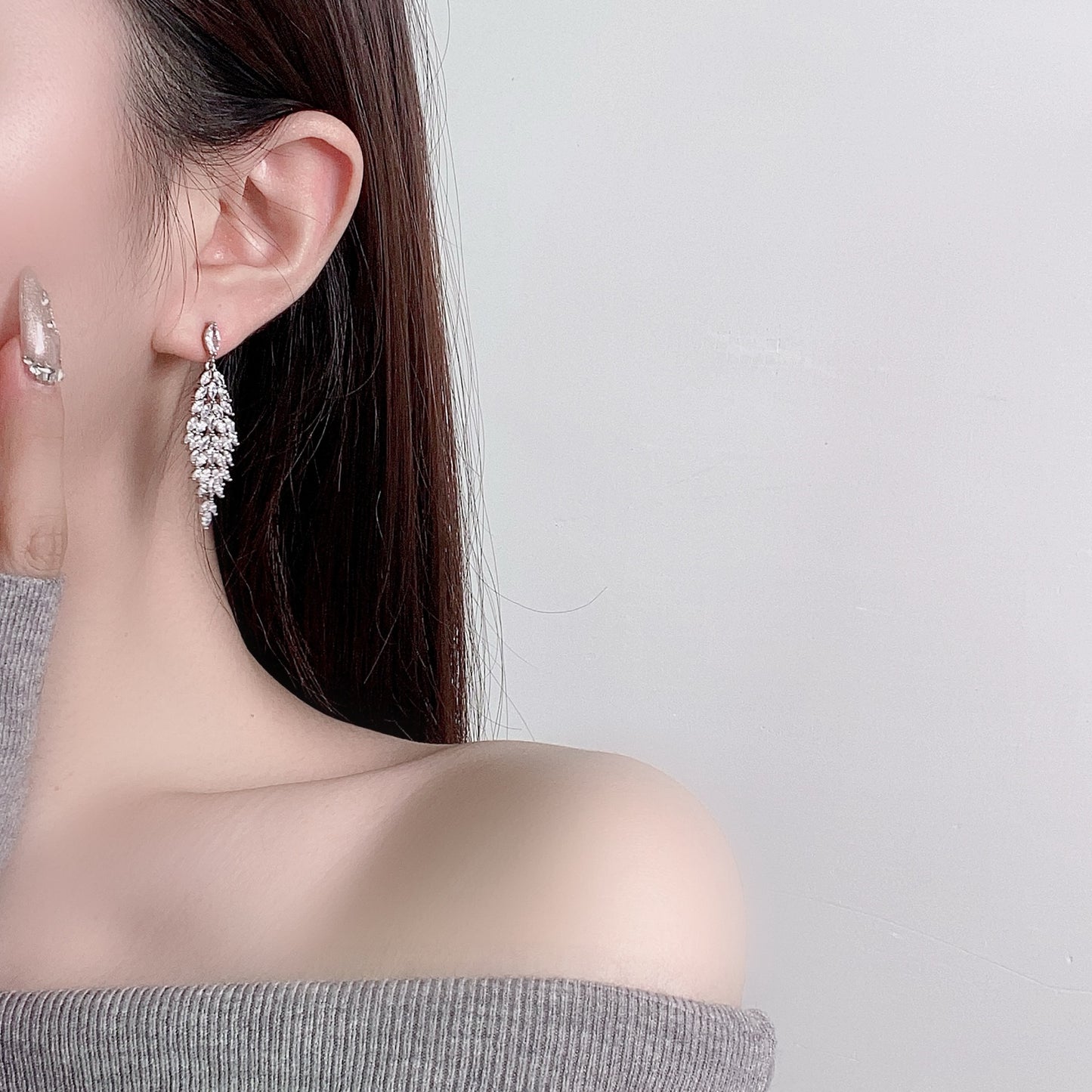 G&R Chanel Style Zirconia Sterling Silver Earrings Niche Light Luxury925Silver