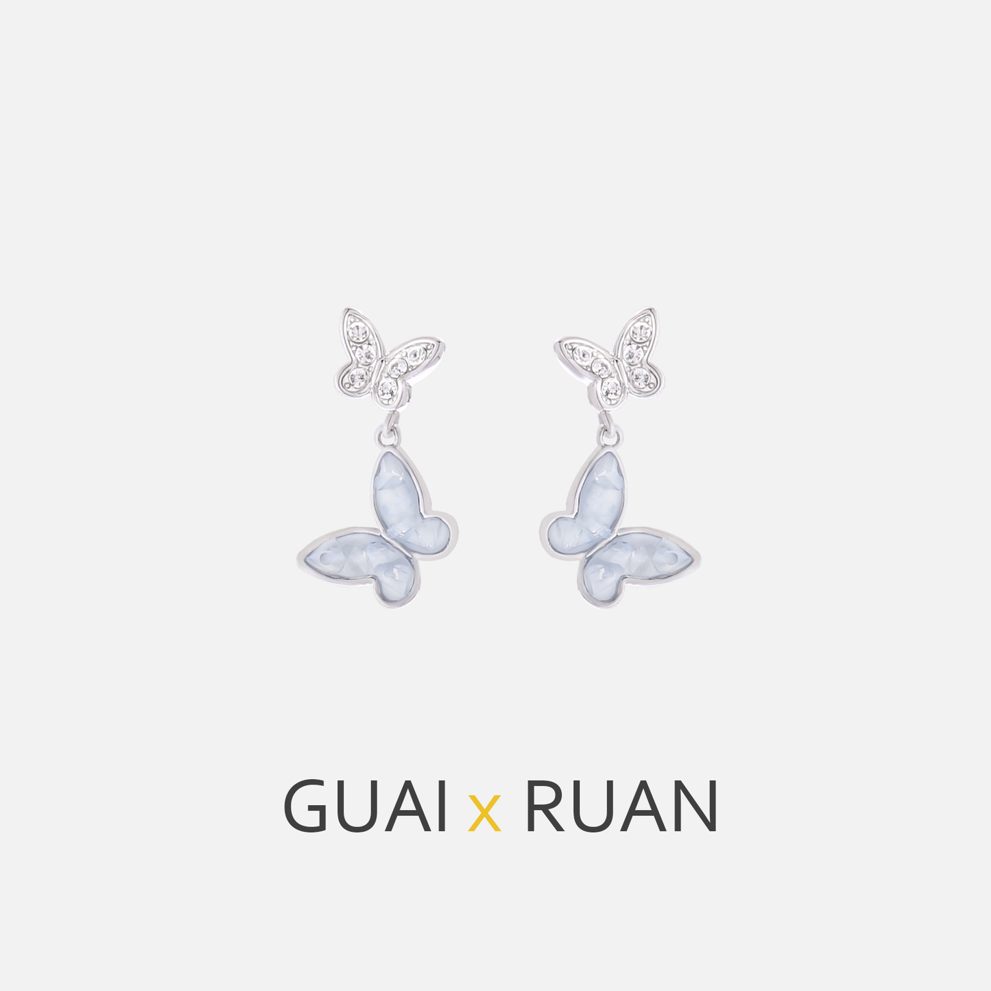 G&R Ice-clear Crystal Butterfly Earrings for Women Elegant Ear Jewelry s925Silver