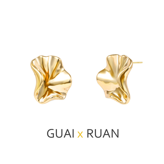 G&R Irregular Concave-Convex Metal ins Ear Studs925Silver earrings are light luxury and high-end