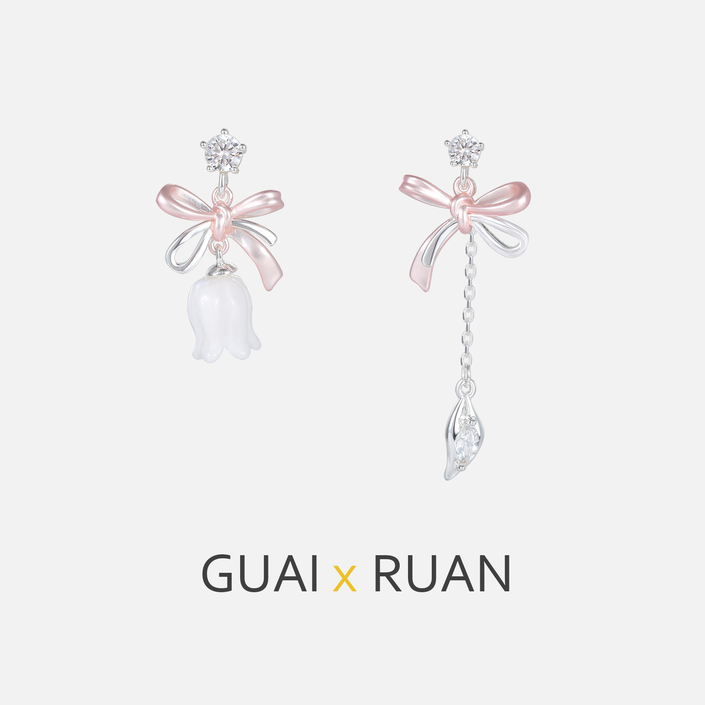G&R Pink and White Lily of the Valley Tassel Earrings925Silver