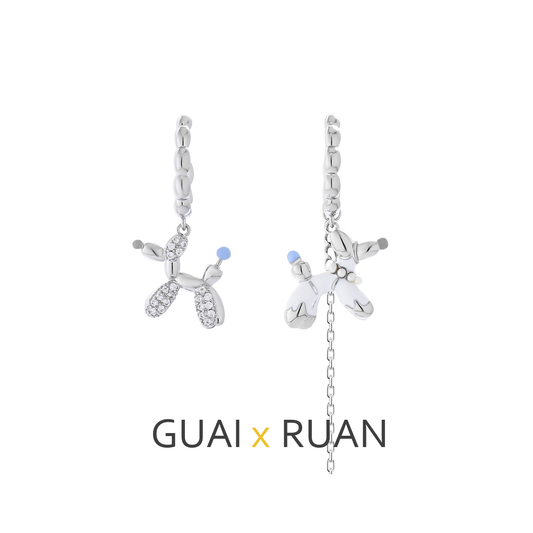 G&R White Puppy Earrings925Silver