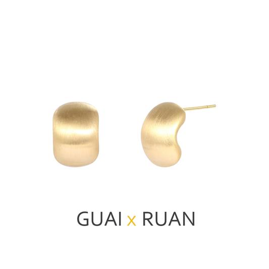 G&R Brushed Surface Bead Earrings925Silver