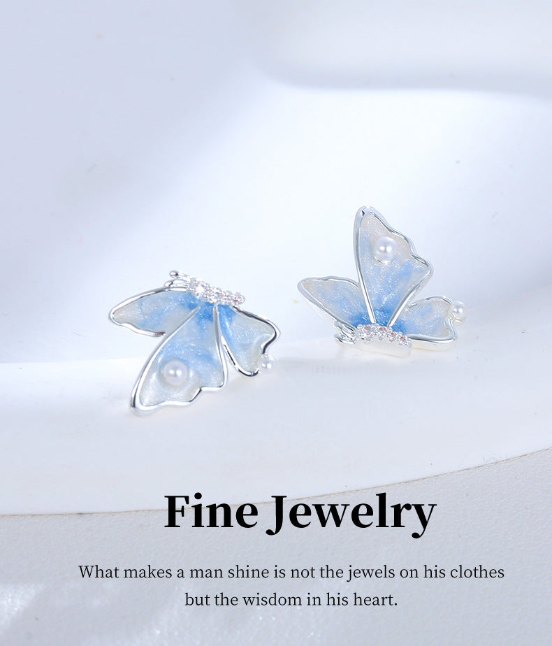 G&R Butterfly studs925Silver Needle Niche High-End Earrings